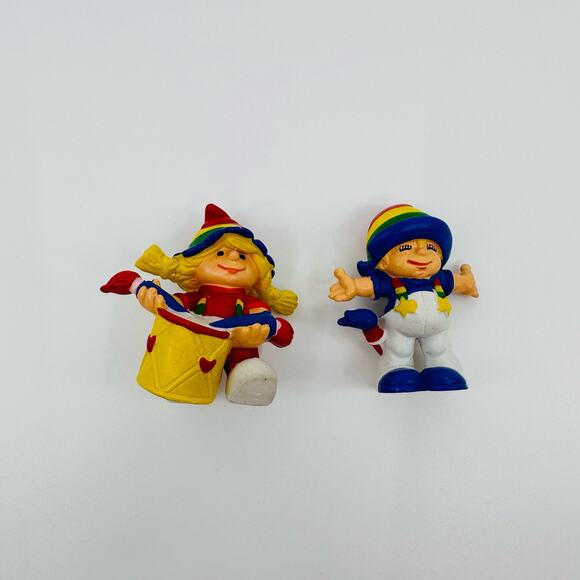 Set Of 2 Vintage 1980s Berrie Rainbow Brite Kids Figurines Drummer Girl/Overalls - Picture 5 of 6